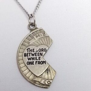 Vintage Sterling Silver 1/2 Mizpah Coin Pendant Necklace, Signed Chapel, Estate